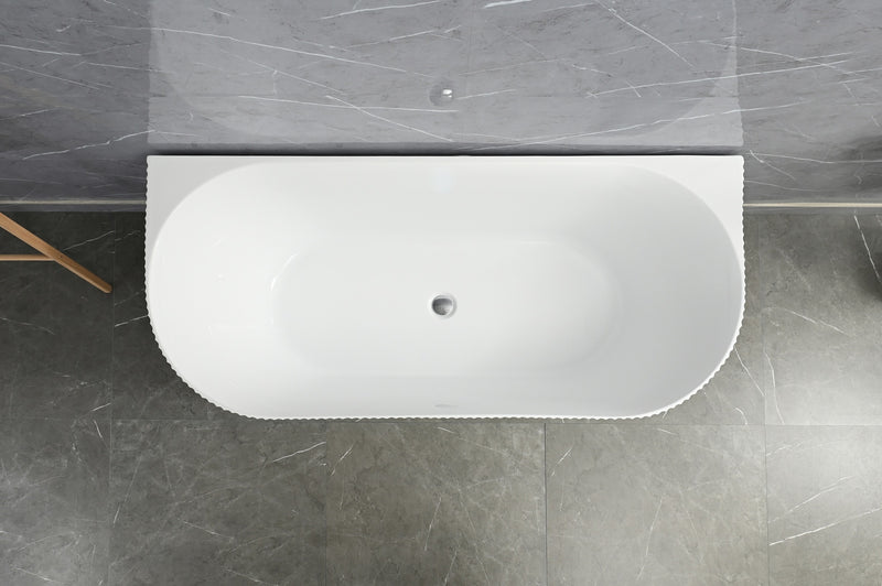 Sorrento Fluted Groove 1700mm Back To Wall Gloss White Bathtub AM-1700