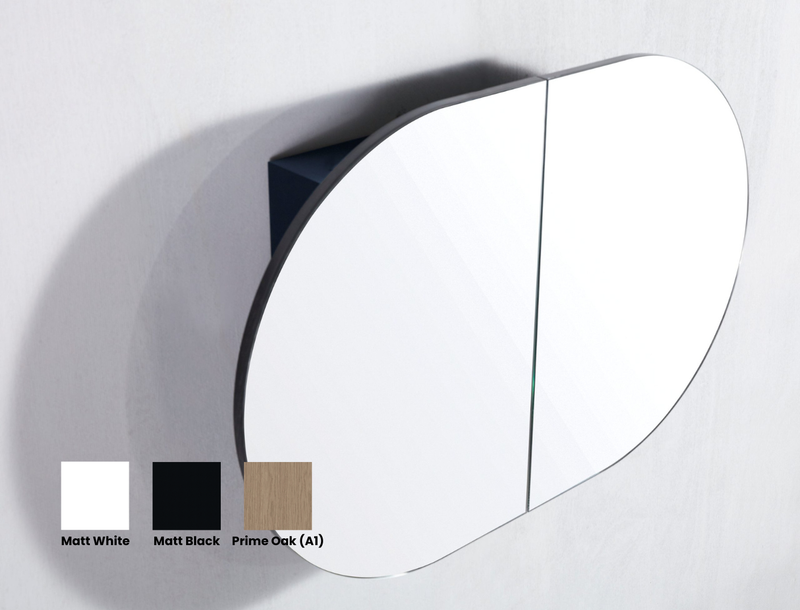 Amber 900/1200/1500mm Oval Matte White/Matt Black/Prime Oak(A1) Shaving Cabinet