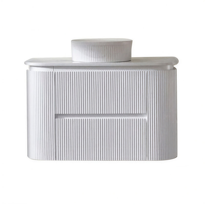 Bristol 900/ 1200/ 1500mm Fluted Matt White Curved Wall hung Vanity