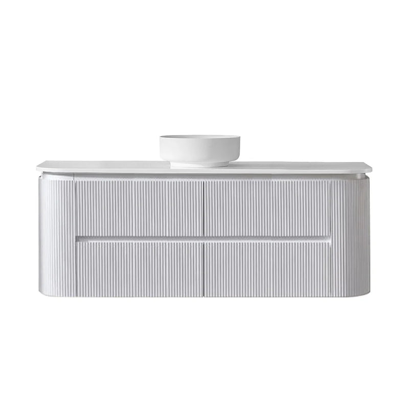 Bristol 900/ 1200/ 1500mm Fluted Matt White Curved Wall hung Vanity