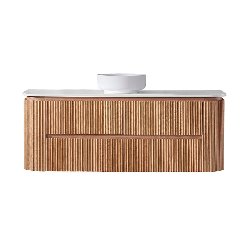 Bristol 1500mm SINGLE Fluted Rosewood Curved Wall hung Vanity