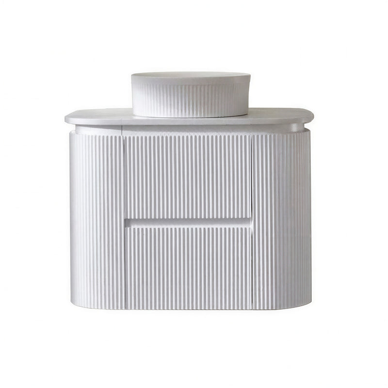 Bristol 900/ 1200/ 1500mm Fluted Matt White Curved Wall hung Vanity