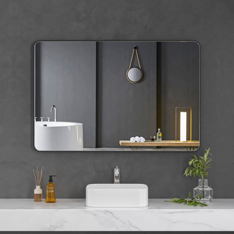 Black Framed Rectangular 1200x800 Mirror FMR1-12080-B