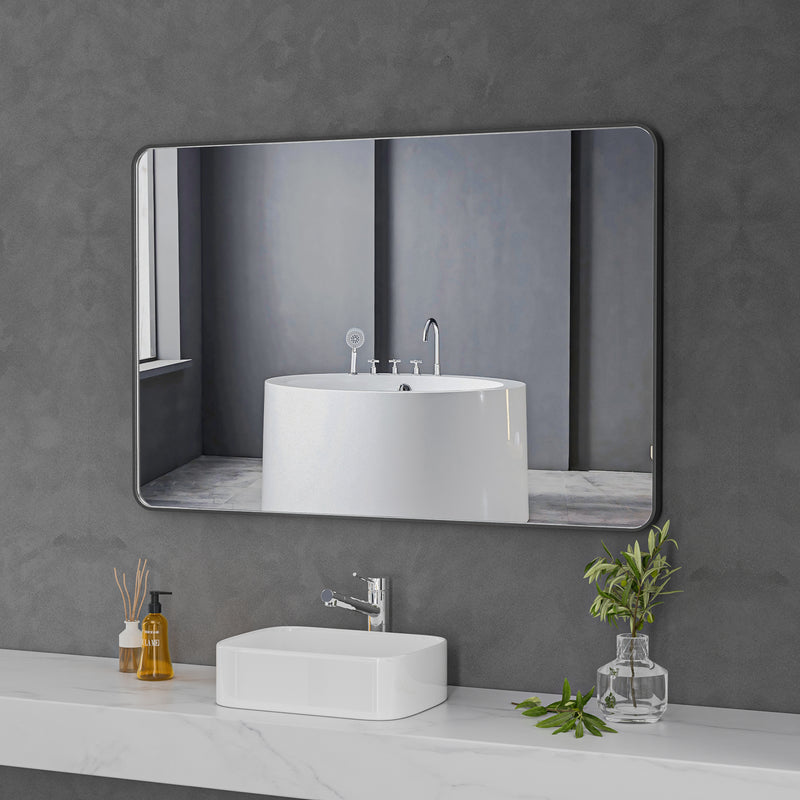 Black Framed Rectangular 1200x800 Mirror FMR1-12080-B