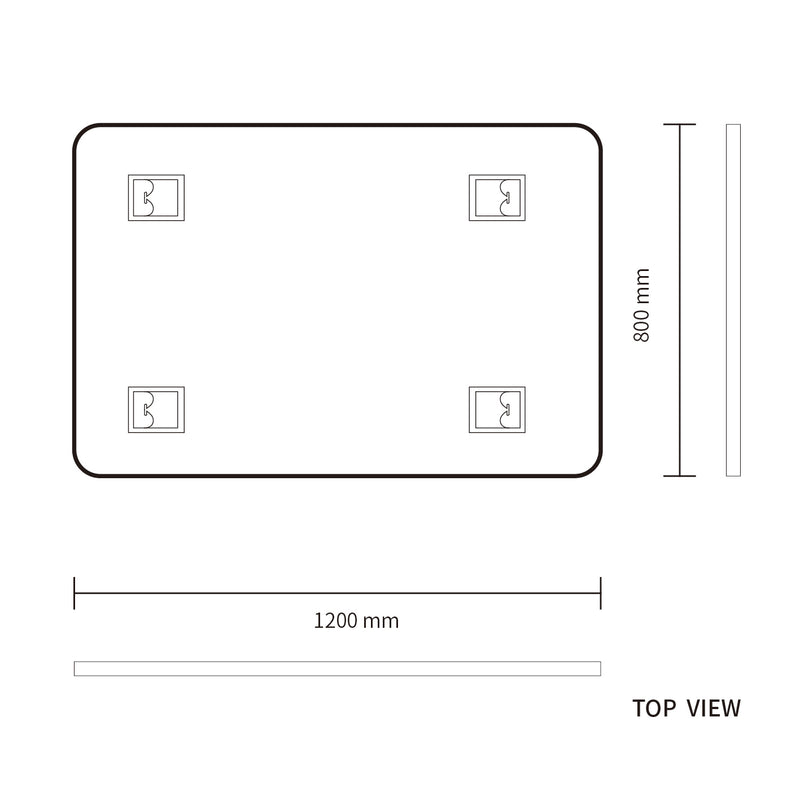 Black Framed Rectangular 1200x800 Mirror FMR1-12080-B