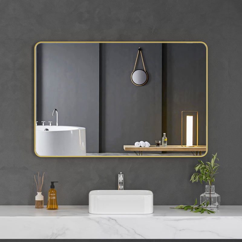 Brushed Gold Framed Rectangular 1200x800 Mirror FMR1-12080-GD