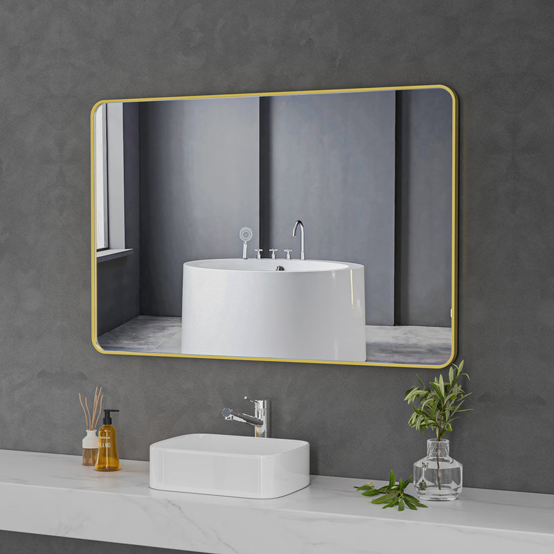 Brushed Gold Framed Rectangular 1200x800 Mirror FMR1-12080-GD