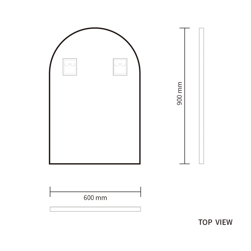 Black Framed Arched 600x900 Mirror FMR3-6090-B