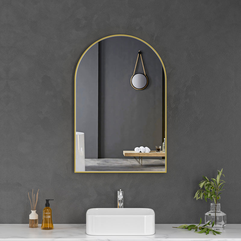 Brushed Gold Framed Arched 600x900 Mirror FMR3-6090-GD