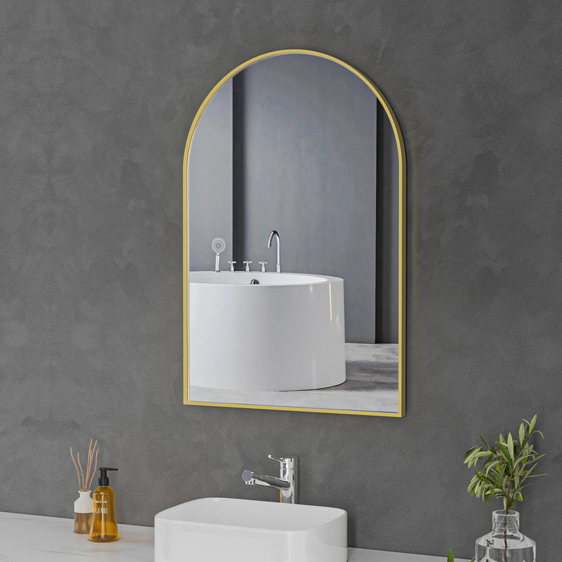 Brushed Gold Framed Arched 600x900 Mirror FMR3-6090-GD