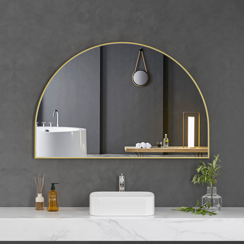 Brushed Gold Framed Arched 1200x800 Mirror FMR4-12080-GD