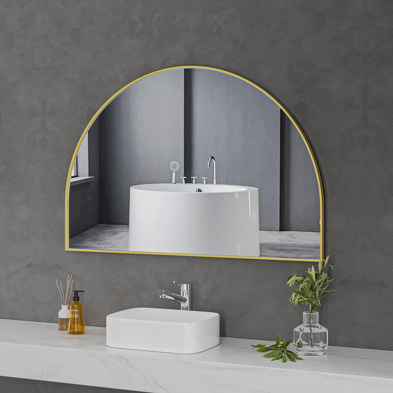 Brushed Gold Framed Arched 1200x800 Mirror FMR4-12080-GD