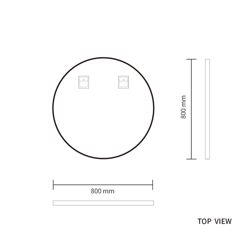 Black Framed Round 800mm Mirror FMR7-80-B