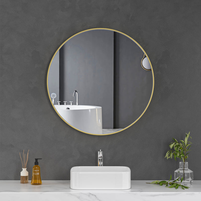 Brushed Gold Framed Round 800mm Mirror FMR7-80-GD