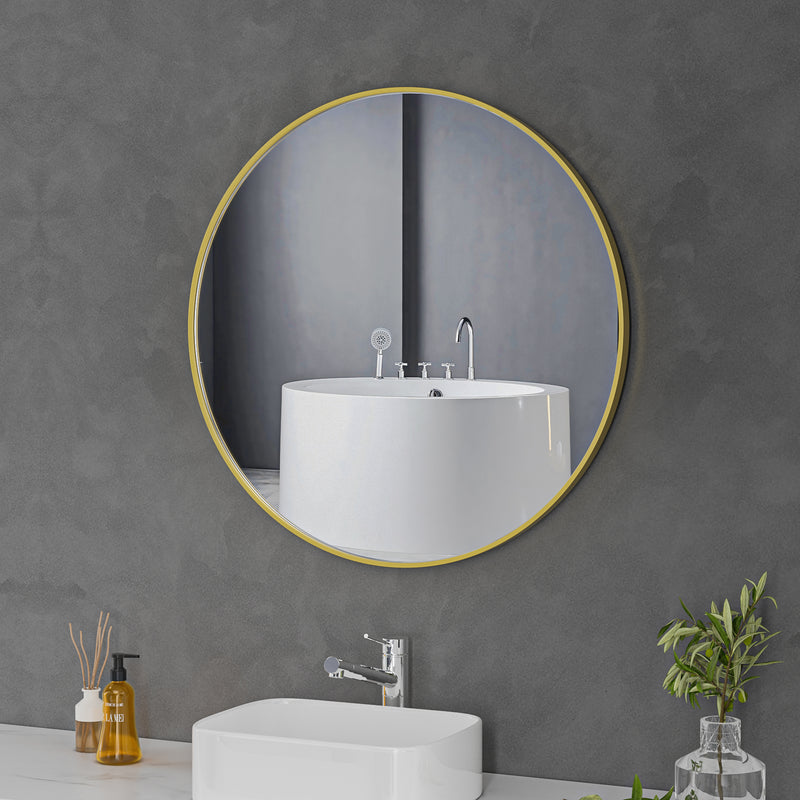Brushed Gold Framed Round 800mm Mirror FMR7-80-GD