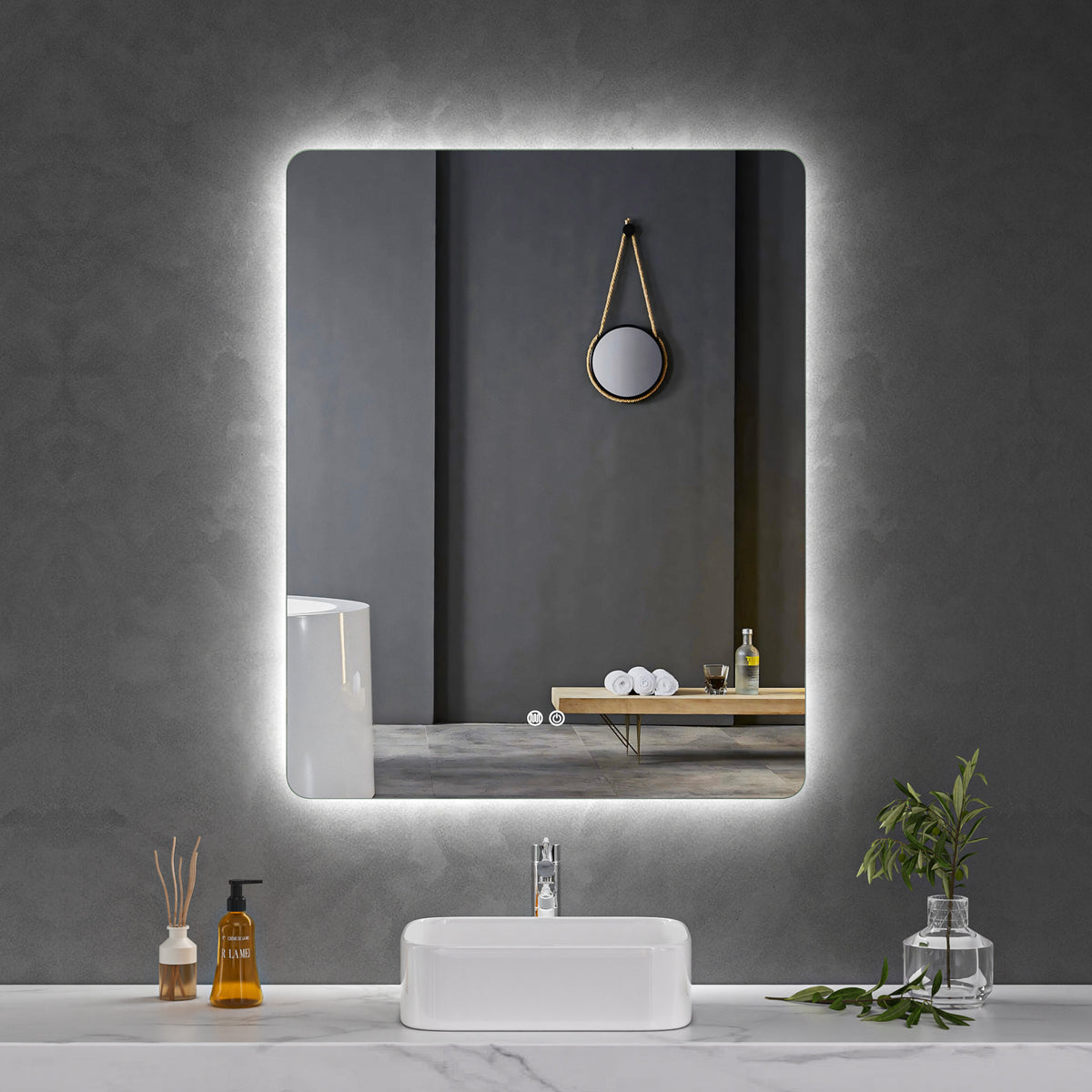LED Mirror 800x1000 Rectangular Frameless Touch Backlit LED Mirror ...