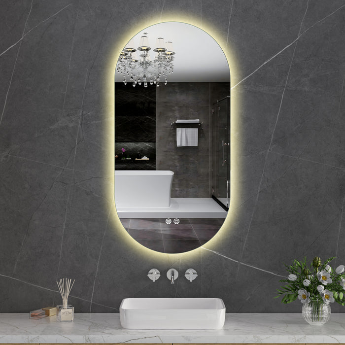 LED Mirror 500x1000 Pill Shape Oval Frameless Touch Backlit LED Mirror MR2-50100