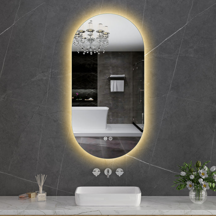 LED Mirror 500x1000 Pill Shape Oval Frameless Touch Backlit LED Mirror MR2-50100