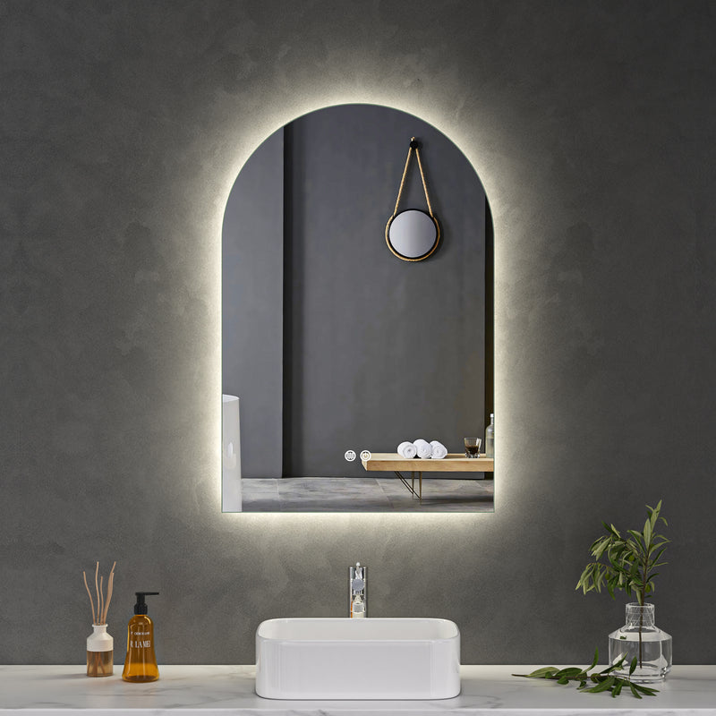 Led Projector Mirror LED Mirror 450x900 Arched Frameless Touch Backlit LED Mirror ...