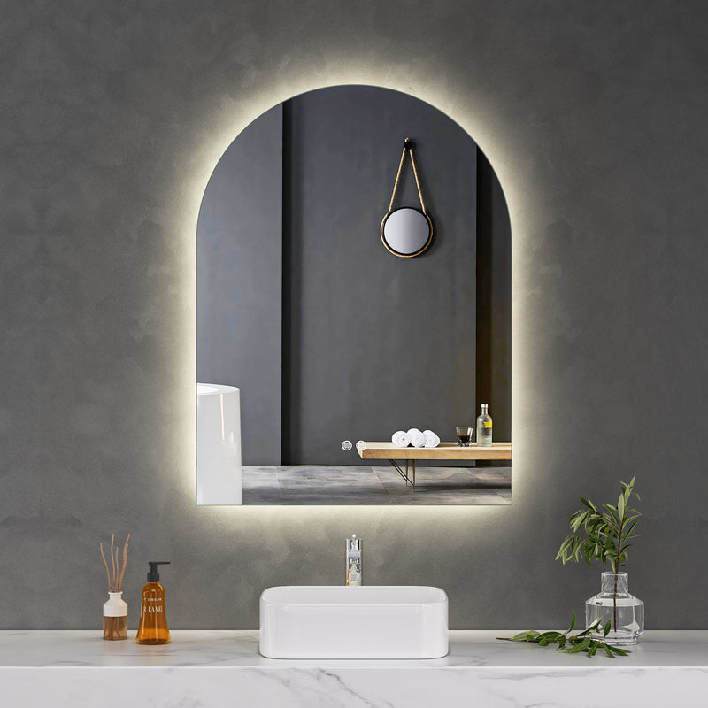 Touch LED Mirror 750x1000 Arched Frameless Backlit LED Mirror MR3-75100
