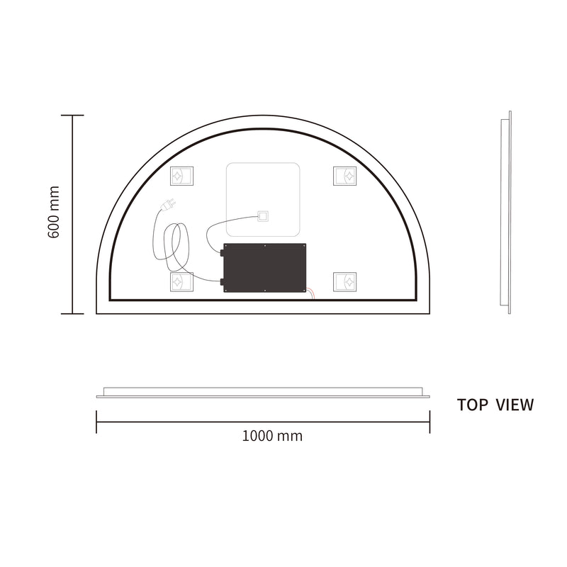 LED Mirror 1000x600 Arched Frameless Touch Backlit LED Mirror MR4-10060