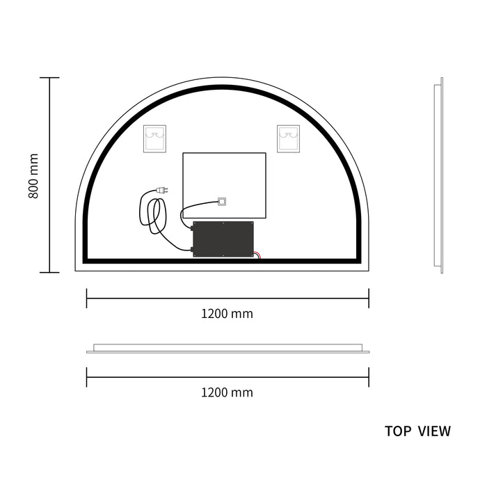 LED Mirror 1200x800 Arched Frameless Touch Backlit LED Mirror MR4-12080