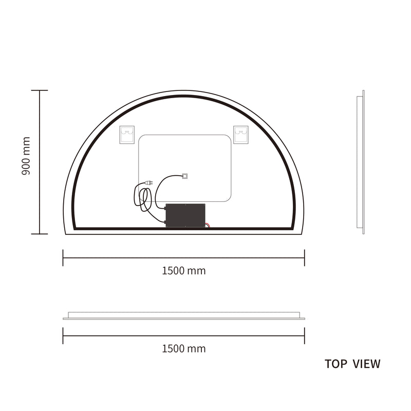 LED Mirror 1500x900 Arched Frameless Touch Backlit LED Mirror MR4-15090