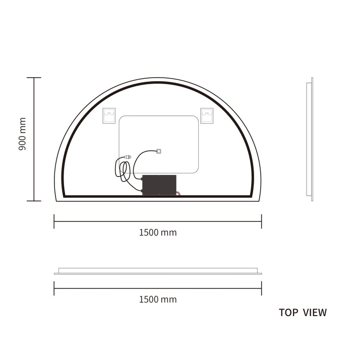 LED Mirror 1500x900 Arched Frameless Touch Backlit LED Mirror MR4-15090
