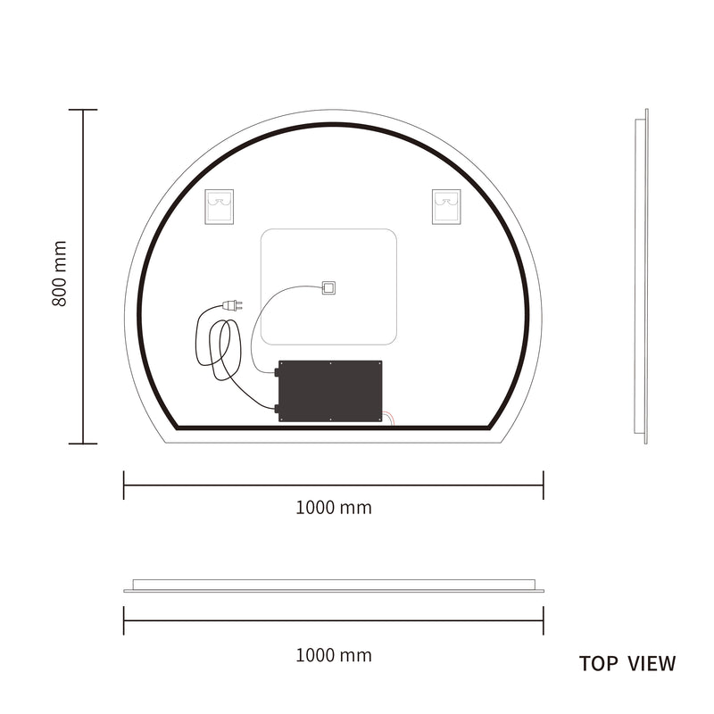 LED Mirror 1000x800 Arched Frameless Touch Backlit LED Mirror MR4-A-10080