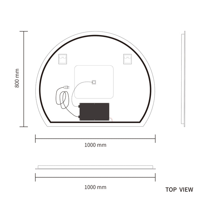 LED Mirror 1000x800 Arched Frameless Touch Backlit LED Mirror MR4-A-10080