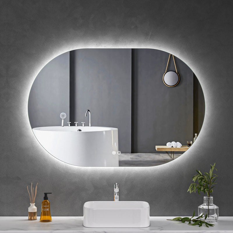 Basic Led Mirror LED Mirror 1200x800 Oval Frameless Touch Backlit LED Mirror ...