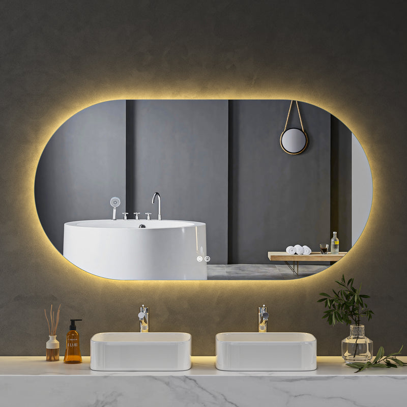 LED Mirror 1500x800 Oval Frameless Touch Backlit LED Mirror MR6-15080