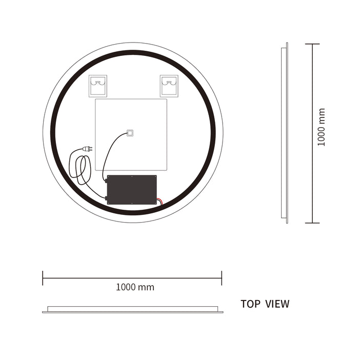 LED Mirror 1000mm Round Frameless Touch Backlit LED Mirror MR7-100