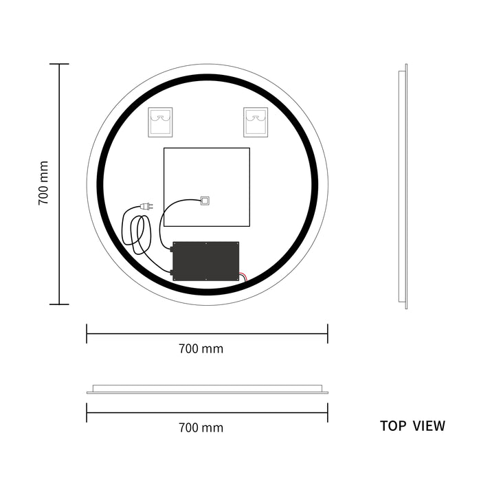 LED Mirror 700mm Round Frameless Touch Backlit LED Mirror MR7-70