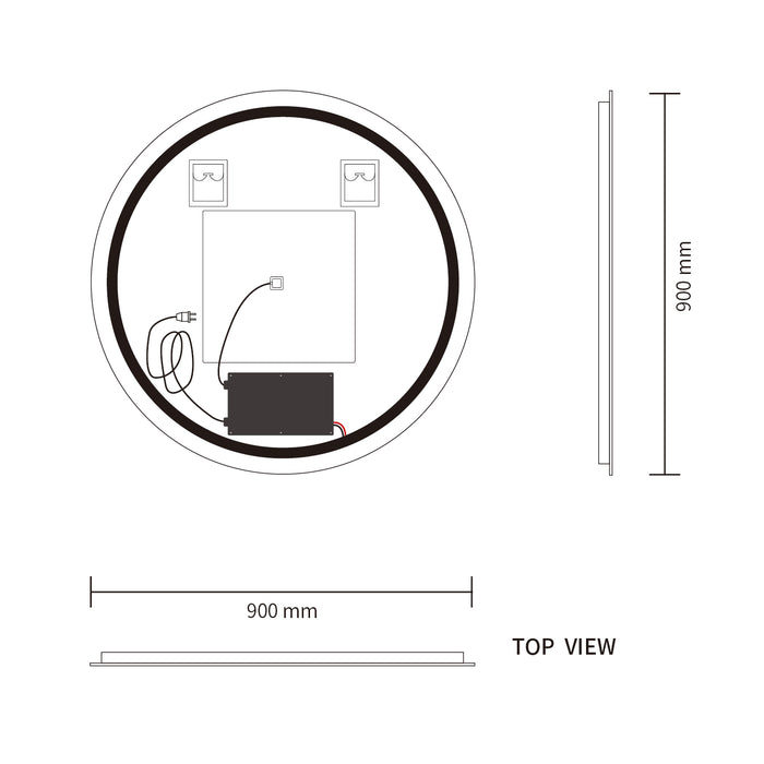 LED Mirror 900mm Round Frameless Touch Backlit LED Mirror MR7-90