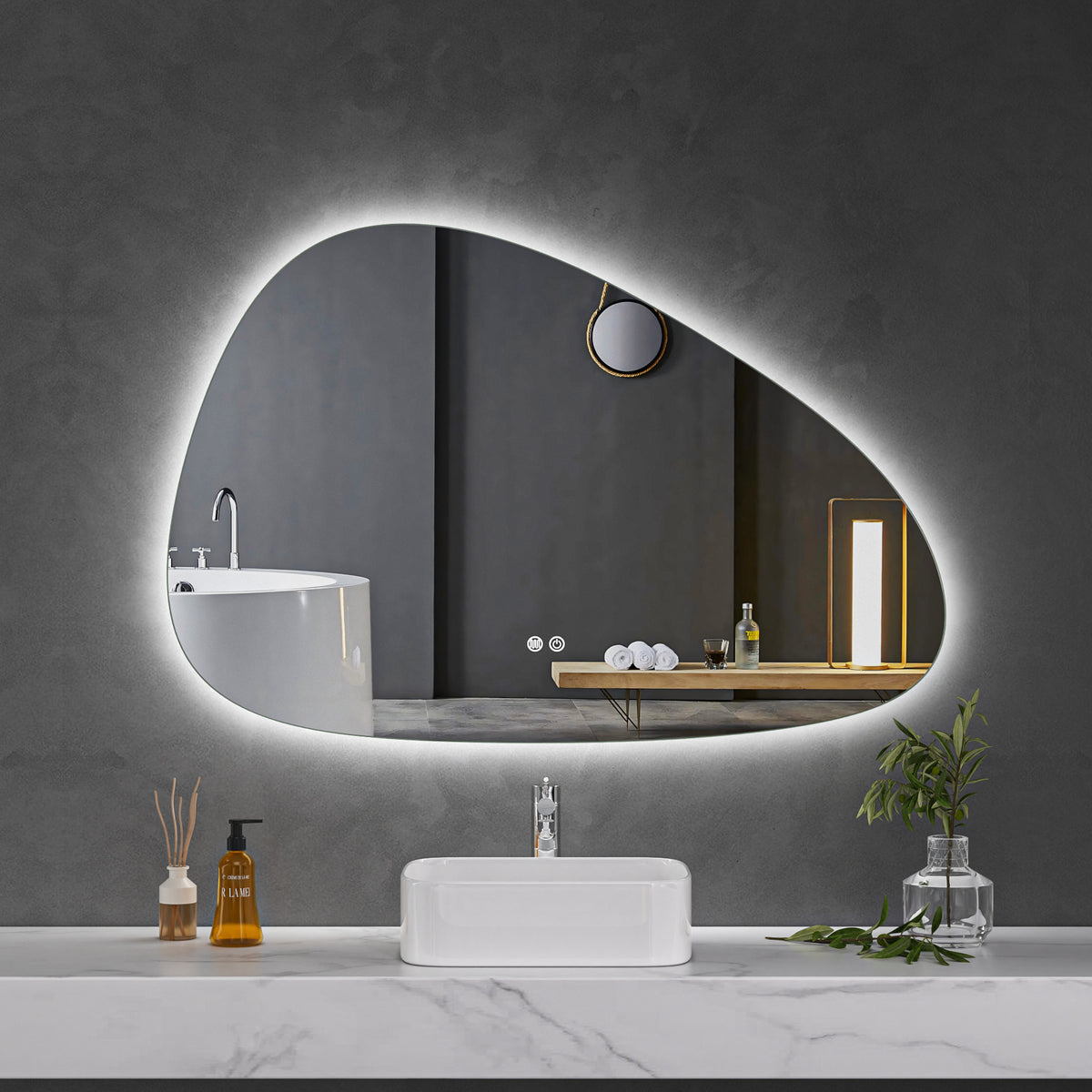 Led Mr LED Mirror 1200x800 Pebble Frameless Touch Backlit LED Mirror ...