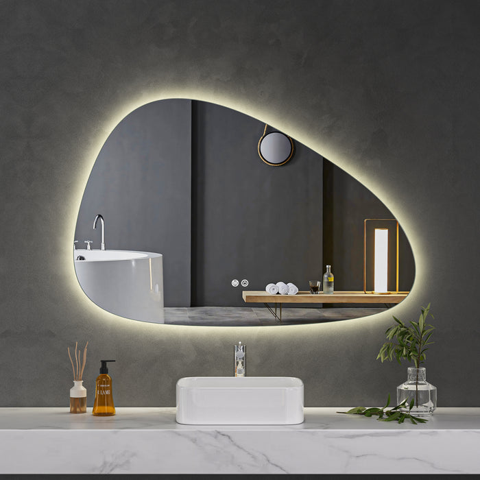 LED Mirror 1200x800 Pebble Frameless Touch Backlit LED Mirror MR8-12080