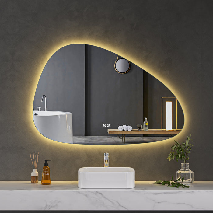 LED Mirror 1200x800 Pebble Frameless Touch Backlit LED Mirror MR8-12080