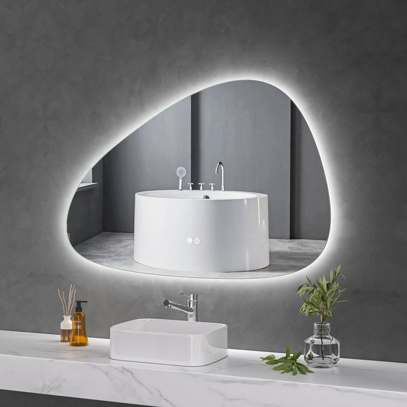LED Mirror 1200x800 Pebble Frameless Touch Backlit LED Mirror MR8-12080R