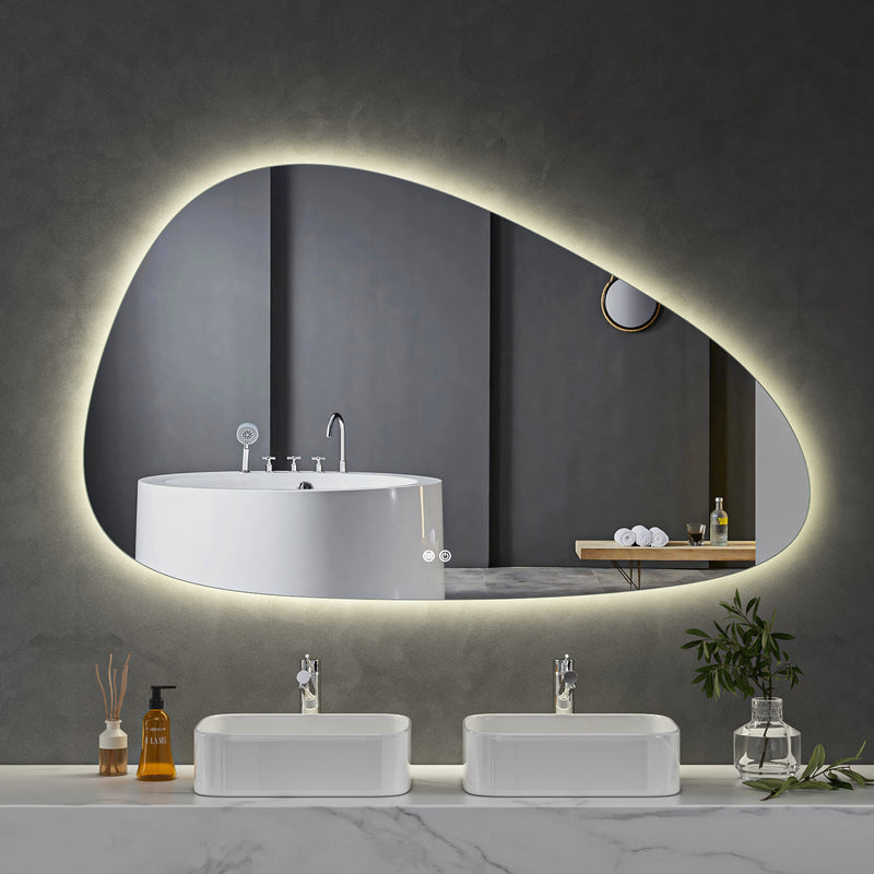 LED Mirror 1500x900 Pebble Frameless Touch Backlit LED Mirror MR8-15090L