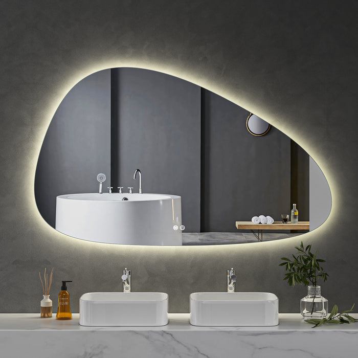 LED Mirror 1500x900 Pebble Frameless Touch Backlit LED Mirror MR8-15090