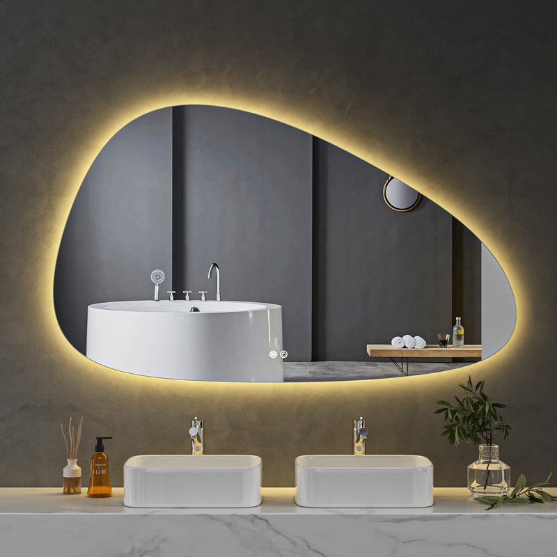 LED Mirror 1500x900 Pebble Frameless Touch Backlit LED Mirror MR8-15090L