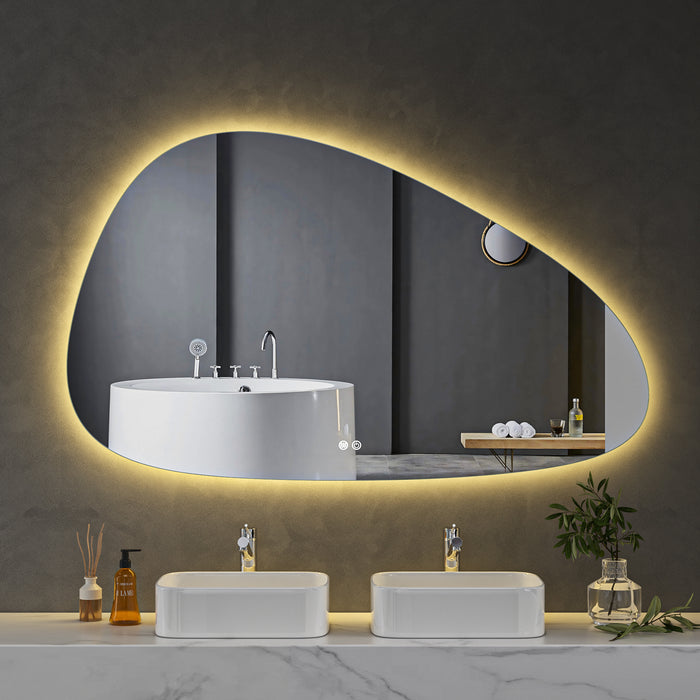 LED Mirror 1500x900 Pebble Frameless Touch Backlit LED Mirror MR8-15090
