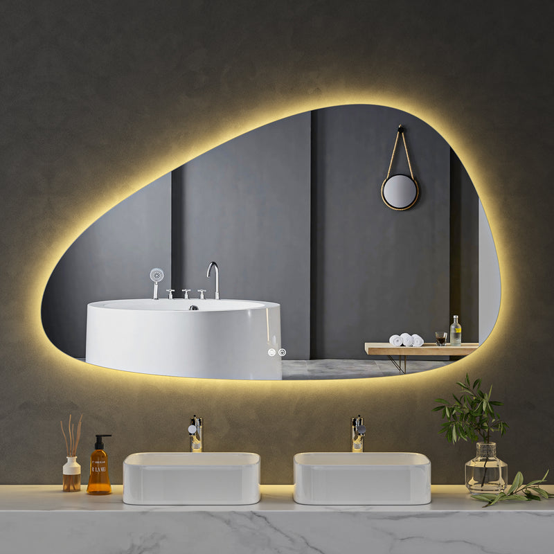 LED Mirror 1500x900 Pebble Frameless Touch Backlit LED Mirror MR8-15090R