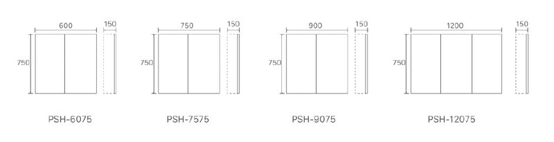 Brighton 600/750/900/1200mm Rectangular Matte White/ Gloss White/ Matt Black/ Matt Grey/ Prime Oak(A1)/ Natural Timber(A8) Shaving Cabinet
