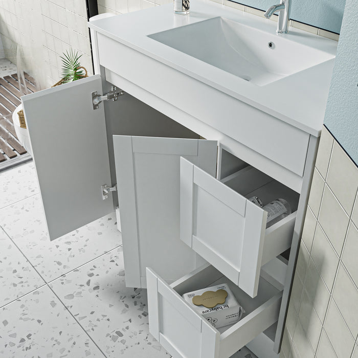 Hampton 900mm Matte White Freestanding Vanity V1FS-900(L/R)-MW