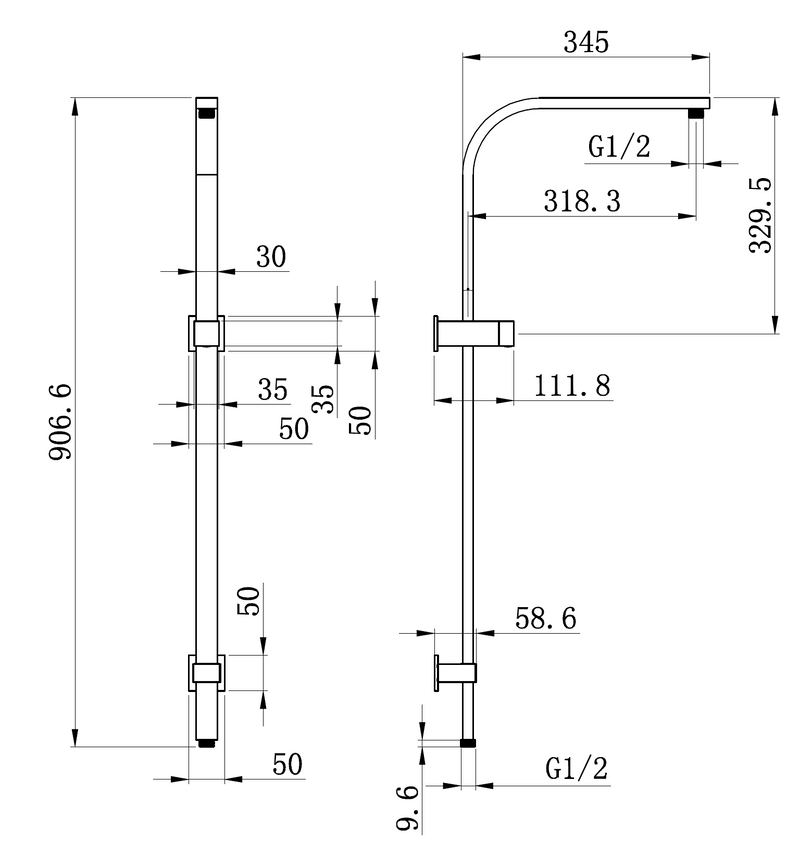 8557C Chrome Square Shower Station