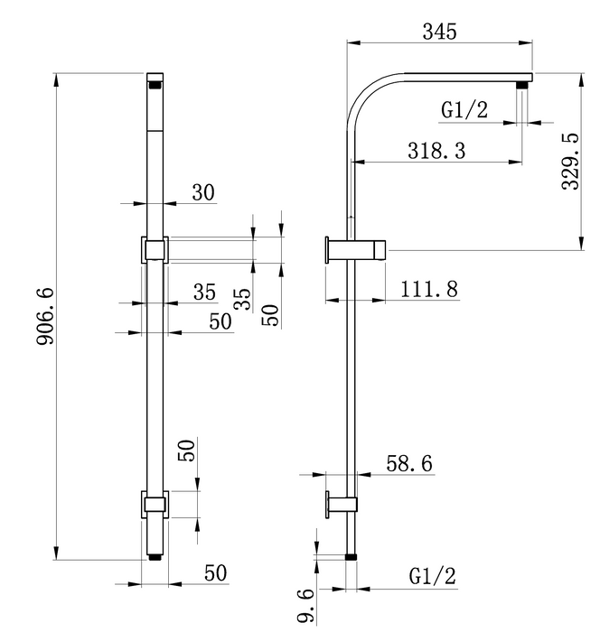 8557C Chrome Square Shower Station