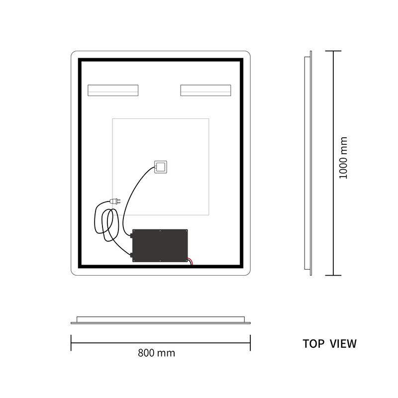 Touchless LED Mirror 800x1000 Rectangular Frameless Backlit LED Mirror TLMR1-80100