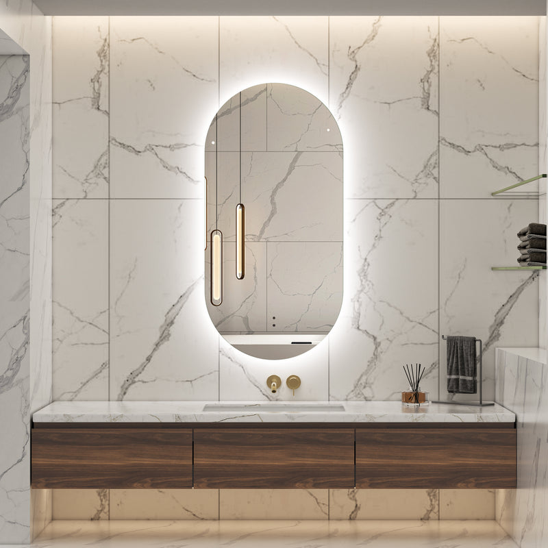 Touchless LED Mirror 500x1000 Oval Pill Shape Frameless Backlit LED Mirror TLMR2-50100 (Copy)